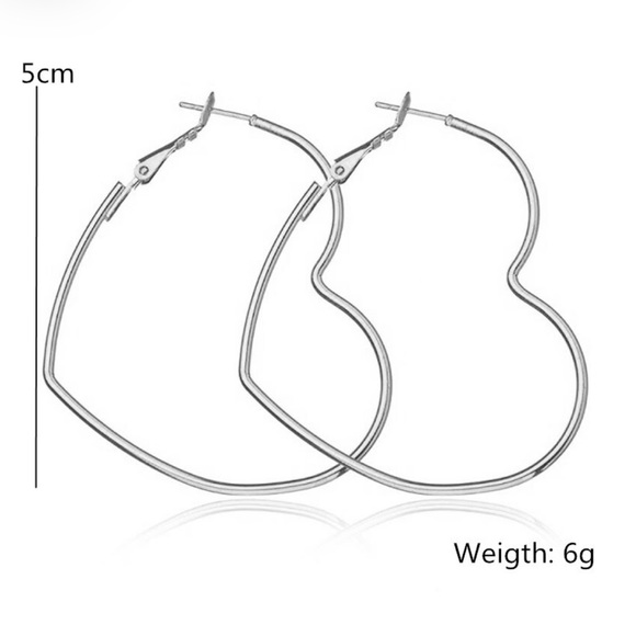 New Heart Shape Hoop Earrings Gold/Silver - Picture 6 of 6